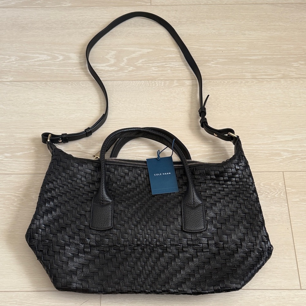 Cole Haan Black Woven Shoulder Bag